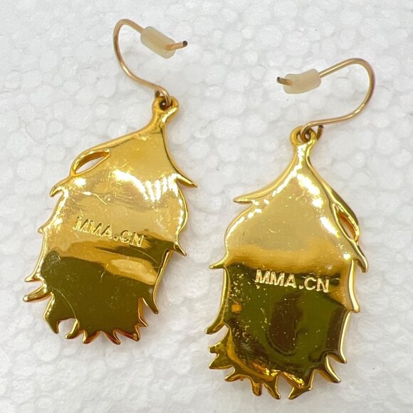 Vtg Metropolitan Museum of Art Earrings Dangle Jeweled Peacock Feather Art Novea - Picture 3 of 8